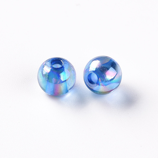 

PandaHall Transparent Acrylic Beads, AB Color Plated, Round, Royal Blue, 8x7mm, Hole: 2mm, about 1745pcs/500g Acrylic Round