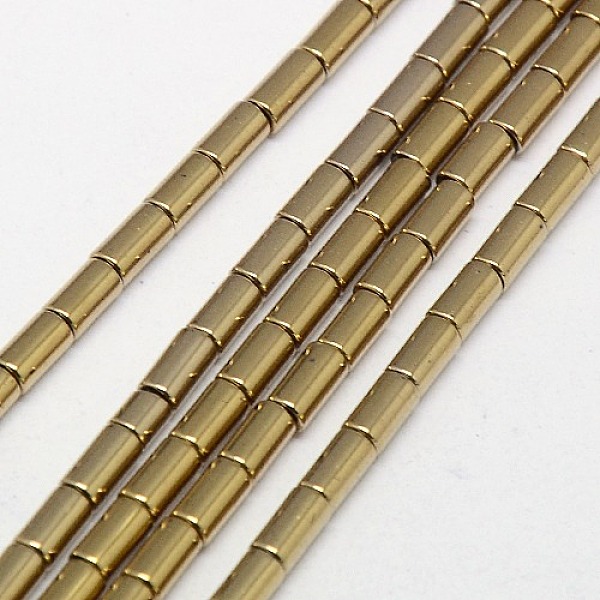 

PandaHall Electroplate Non-magnetic Synthetic Hematite Beads Strands, Column, Grade A, Golden Plated, 2.75x2mm, Hole: 1mm, about...