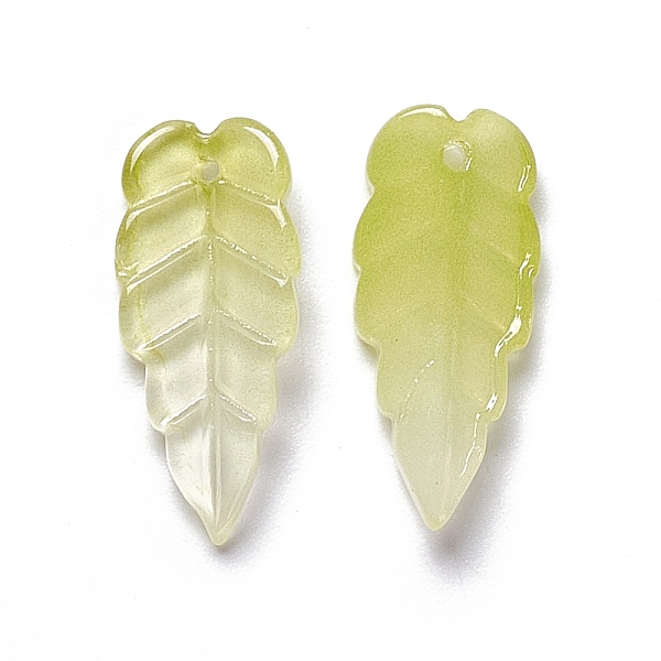 

PandaHall Electroplate Glass Pendant, Leaf, Light Khaki, 23x10x3mm, Hole: 1.2mm Glass Leaf