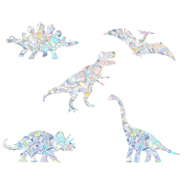 

PandaHall GORGECRAFT 5Pcs Rainbow Window Clings Dinosaur Pattern Window Decals Static Non Adhesive Collision Proof Glass Stickers Vinyl Film..., Clear