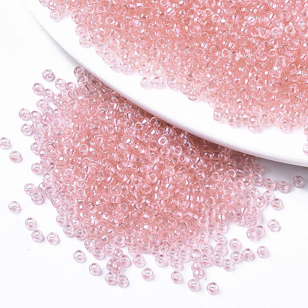 PandaHall Glass Seed Beads, Fit for Machine Eembroidery, Transparent Colours, Round, Pink, 2.5x1.5mm, Hole: 1mm, about 2222pcs/50g Glass...