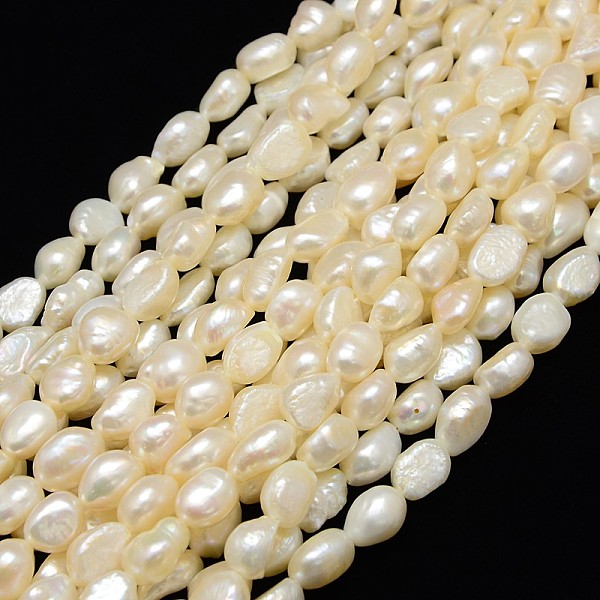 

PandaHall Natural Cultured Freshwater Pearl Beads Strands, Two Sides Polished, Creamy White, 9~10mm, Hole: 0.8~1mm, about 32pcs/strand...