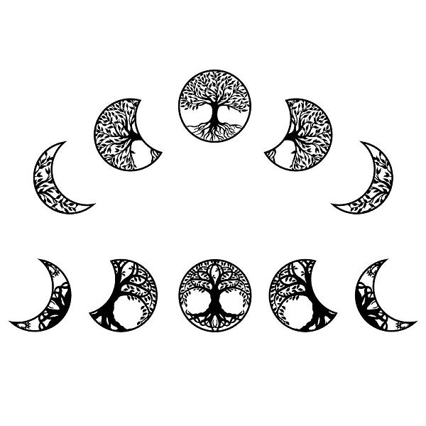 

PandaHall SUPERDANT 10PCS Moon Phase Wall Decals Tree of Life Stickers Wall Decor Bohemian Lunar Aesthetic Art Wall Decor for Bedroom Living..., Black