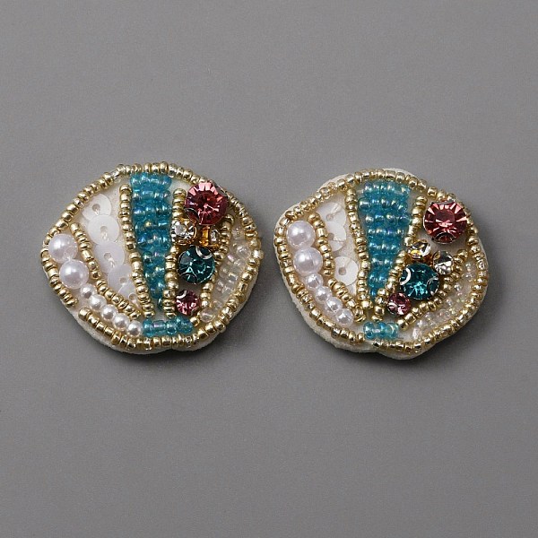 

PandaHall Handmade Ornament Accessories, Plastic Beaded Appliques, with Rhinestone & Paillette, for DIY Clothes, Bag, Shoes Decoration...