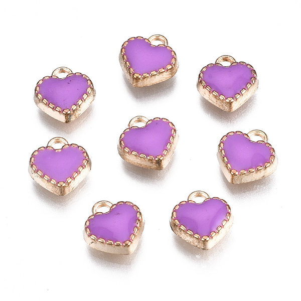 

PandaHall Alloy Enamel Charms, Heart, Light Gold, Medium Orchid, 8x7.50x2.50mm, Hole: 1.5mm Alloy+Enamel Heart