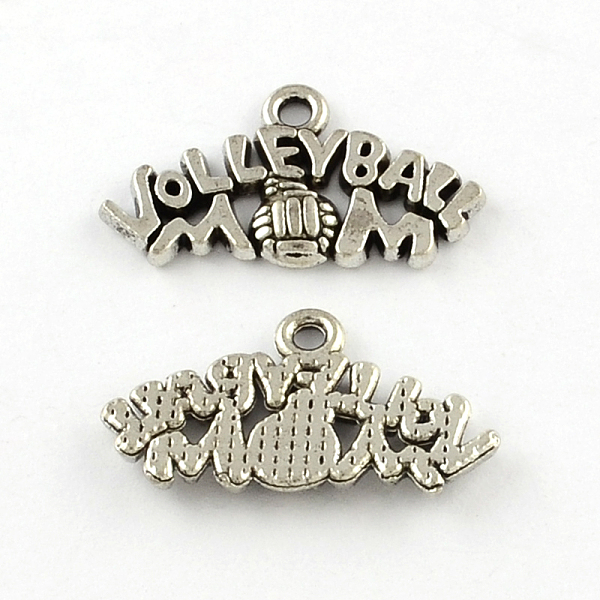 

PandaHall Mother's Day Theme, Tibetan Style Zinc Alloy Pendants, Word Volleyball Mom, Lead Free & Cadmium Free, Antique Silver, 13x23.5x2mm...