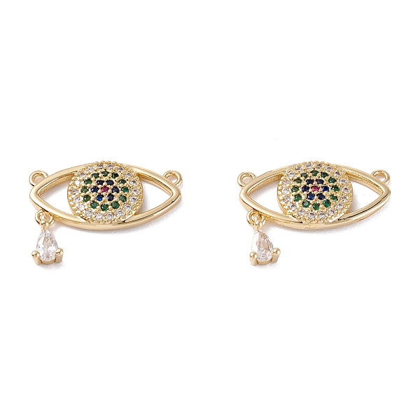 

PandaHall Brass Micro Pave Colorful Cubic Zirconia Links Connectors, Long-Lasting Plated, Evil Eye, Real 18K Gold Plated, 11x22.5x3mm, Hole...