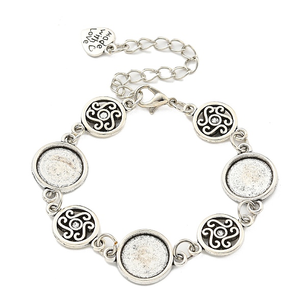 

PandaHall Antique Silver Plated Alloy Link Chain Bracelet Making, Fit for Cabochons, Flat Round, 6-3/4 inch(17.3cm), Tray: 12mm Alloy Flat...