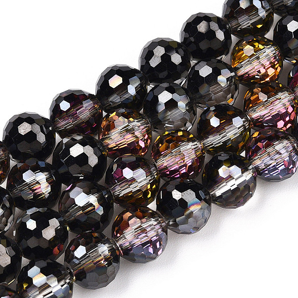 

PandaHall Transparent Electroplate Glass Bead Strands, AB Color Plated, Faceted(96 Facets), Round, Black, 8mm, Hole: 1.4mm, about...