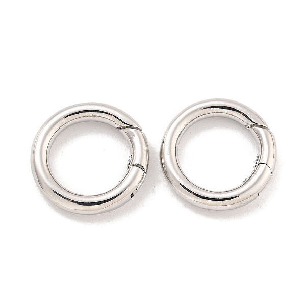 

PandaHall Brass Spring Gate Clasps,Long-Lasting Plated, Lead Free & Cadmium Free, Round, Platinum, 15x2.7mm Brass