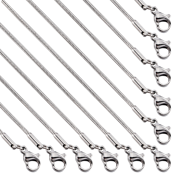 

PandaHall SUNNYCLUE 12Pcs Classic Plain 304 Stainless Steel Round Snake Chain Necklaces Set, Stainless Steel Color, 17.7 inch(45cm) 304...