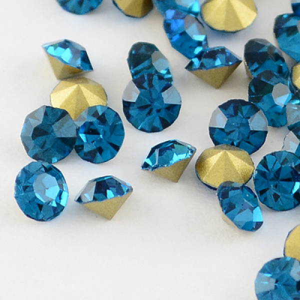 

PandaHall Glass Pointed Back Rhinestone, Back Plated, Diamond, Blue Zircon, 8~8.3mm, about 144pcs/gross Glass Rhinestone Diamond Cyan