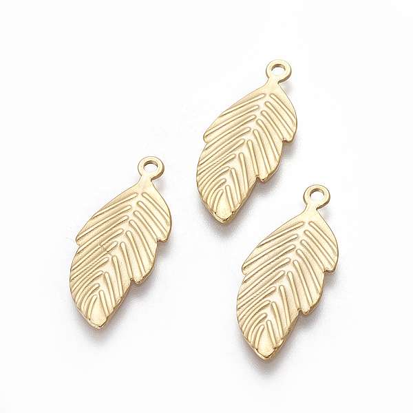 

PandaHall Vacuum Plating 304 Stainless Steel Pendants, Leaf, Golden, 28.5x12x1mm, Hole: 1.2mm 304 Stainless Steel Leaf
