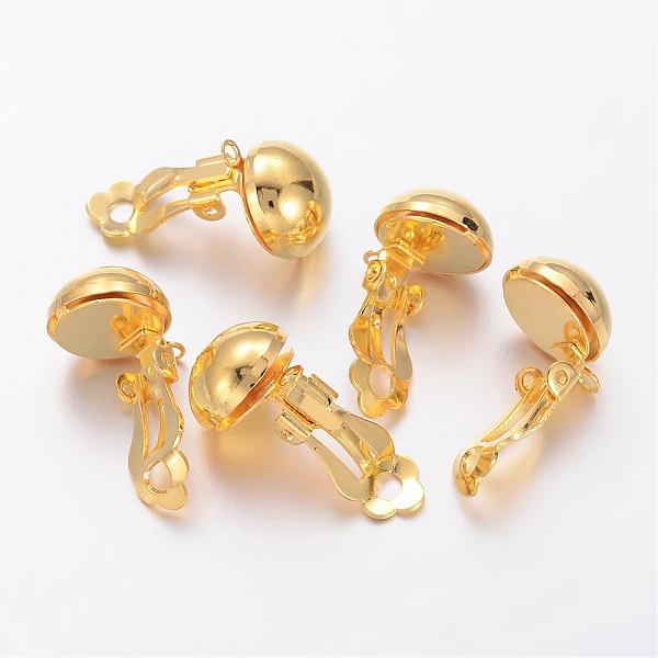 

PandaHall Golden Brass Clip-on Earring Findings For Non-Pierced Ears Jewelry, 19x12x11mm, Hole: 3mm Brass