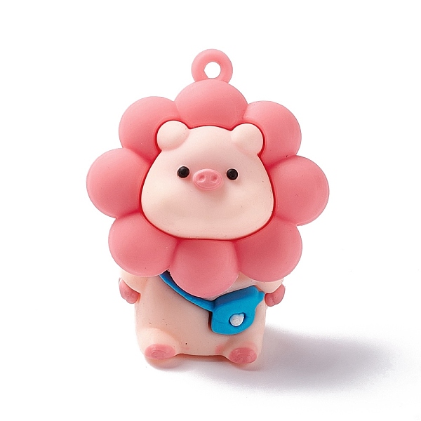

PandaHall PVC Plastic Cartoon Pendants, for DIY Keychain Making, Pig Pattern, 48.5x40x26mm, Hole: 2.5mm PVC Pig