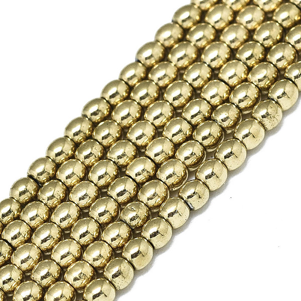

PandaHall Electroplate Non-magnetic Synthetic Hematite Beads Strands, Round, Real 18K Gold Plated, 2x2mm, Hole: 0.5mm, about...