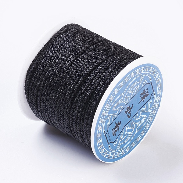 

PandaHall Braided Nylon Cords, Black, 2x1mm, about 43.74 yards(40m)/roll Nylon Black