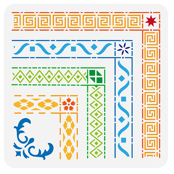 

PandaHall FINGERINSPIRE Celtic Border Stencils 11.8x11.8 inch Ornate Border Stencil Template Plastic 4 Styles Border & Flower Patterns...