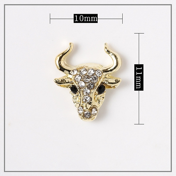 

PandaHall Alloy Cabochons, Nail Art Decoration Accessories, with Glass Rhinestones, Light Gold, Cow, Crystal, 11.5x10x3.5mm Alloy+Rhinestone..., Clear