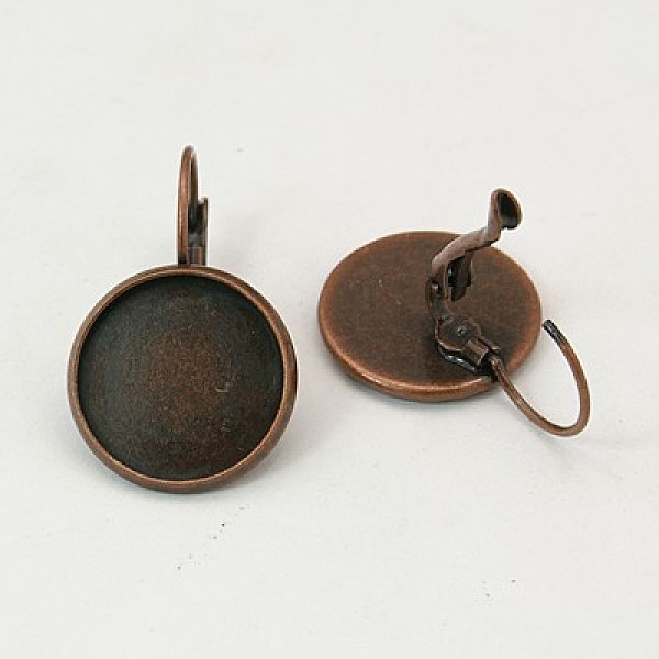 

PandaHall Brass Leverback Earring Findings, Lead Free and Cadmium Free, Red Copper, 30x18mm, Tray: 16mm Brass