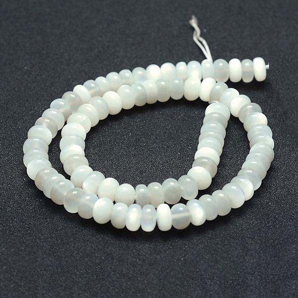 

PandaHall Natural White Moonstone Beads Strands, Rondelle, 8x4~5mm, Hole: 1mm, about 86pcs/strand, 15.3 inch(39cm) White Moonstone Rondelle