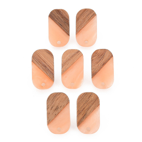 

PandaHall Opaque Resin & Walnut Wood Stud Earring, with 304 Stainless Steel Pin and Hole, Two Tone, Oval, Light Salmon, 20x11.5mm, Hole: 2mm...