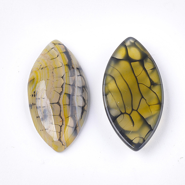 

PandaHall Natural Crackle Agate Cabochons, Dyed, Horse Eye, Dark Khaki, 39x20x6mm Crackle Agate Horse Eye Yellow