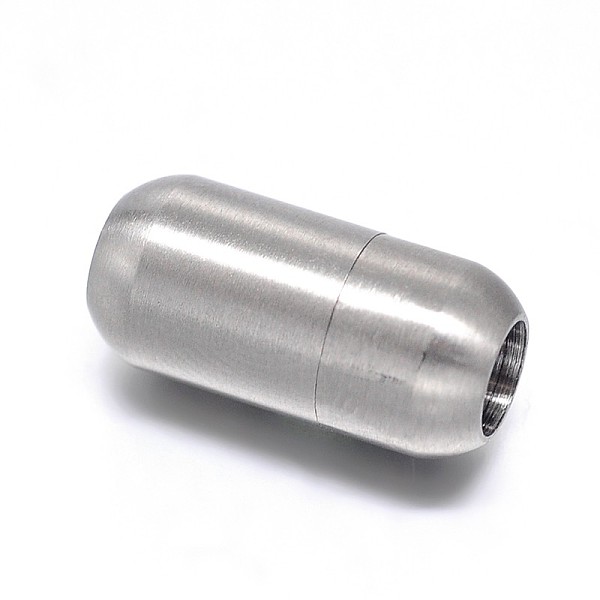 

PandaHall Barrel 304 Stainless Steel Magnetic Clasps with Glue-in Ends, Matte, Stainless Steel Color, 21x12mm, Hole: 8mm 304 Stainless Steel...