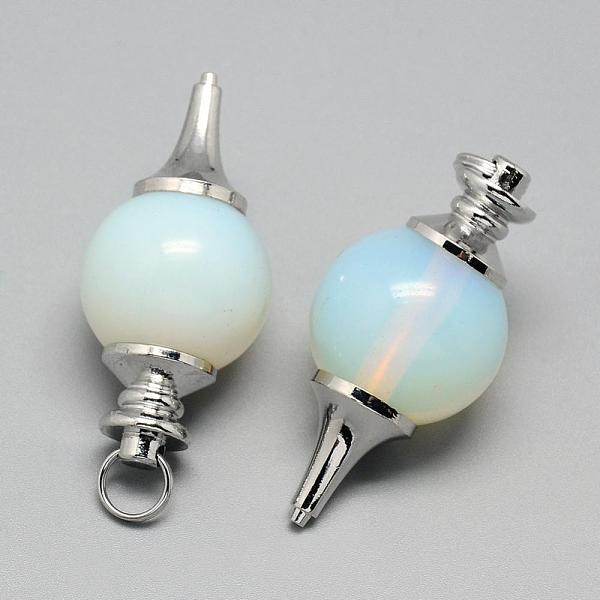 

PandaHall Opalite Pendants, with Brass Findings, Platinum, 43x20mm, Hole: 6mm Opalite Others