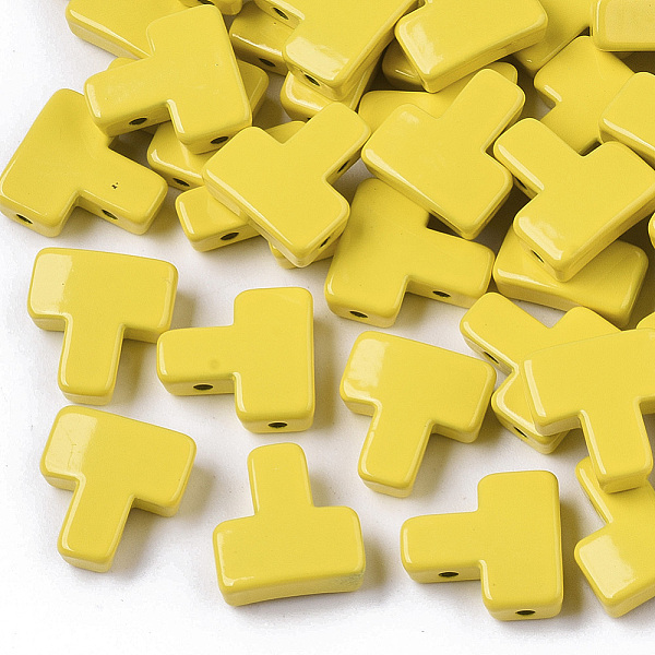 

PandaHall Spray Painted Alloy Multi-Strand Links, Cadmium Free & Lead Free, For Tile Elastic Bracelets Making, T Shape, Yellow, 11x10.5x4mm...