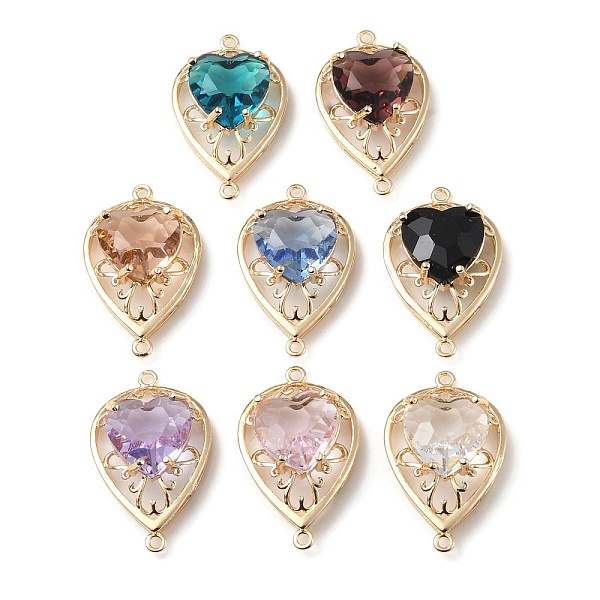 

PandaHall Brass K9 Glass Connector Charms, Light Gold Tone Teardrop Links, Mixed Color, 28x17x8mm, Hole: 1.4mm Brass+Glass Teardrop..., Multicolor