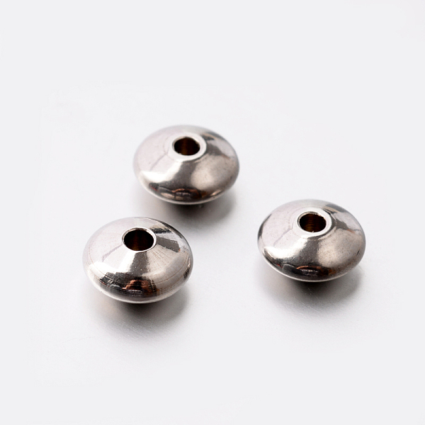 

PandaHall Rondelle 201 Stainless Steel Spacer Beads, Stainless Steel Color, 8x4mm, Hole: 2mm 201 Stainless Steel Rondelle