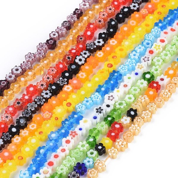 

PandaHall Handmade Millefiori Glass Bead Strands, Flower, Colorful, 3.7~5.6x2.6mm, Hole: 1mm, about 88~110pcs/Strand, 15.75''(40cm)...