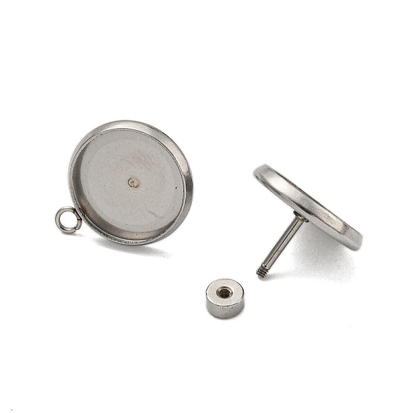 

PandaHall 201 Stainless Steel Stud Earrings Findings, with 304 Stainless Steel Pin, Flat Round, Stainless Steel Color, 16.5x13.5mm, Hole...