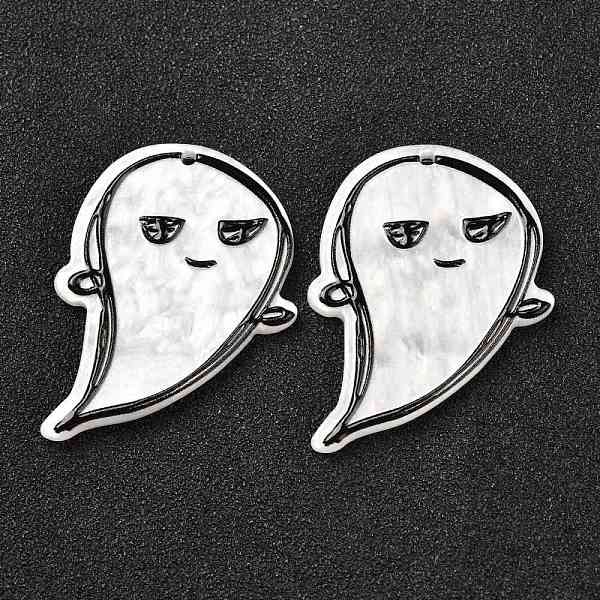 

PandaHall Resin Pendants, Halloween Theme, DIY Earring and Headdress, Ghost, White, 39x28x2mm, Hole: 1.5mm Resin Ghost White