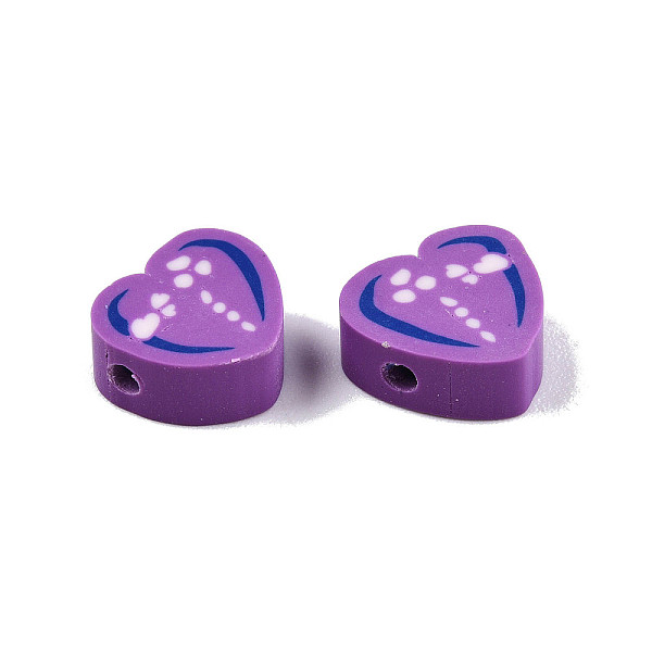

PandaHall Handmade Polymer Clay Beads, Heart, Dark Orchid, 8~11x9~10.5x4~5mm, Hole: 1.2~1.6mm Polymer Clay Heart