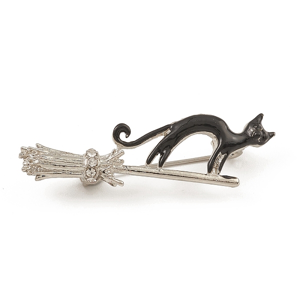 

PandaHall Alloy Rhinestone Brooch Pin, Enamel Cat with Broom, Platinum, 19x50.5x10.5mm Alloy+Enamel Cat Shape Black