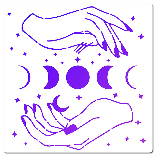 

PandaHall PET Plastic Hollow Out Drawing Painting Stencils Templates, Square, Moon Phase Pattern, 300x300mm Plastic Moon