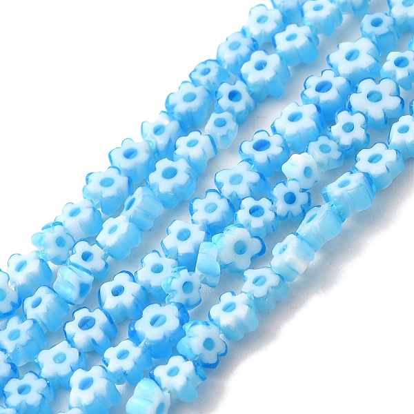 

PandaHall Handmade Lampwork Beads Strands, Flower, Deep Sky Blue, 3~5.5x4.5~6x2.5~3mm, Hole: 1mm, about 97pcs/strand, 15.08''(38.3cm)...