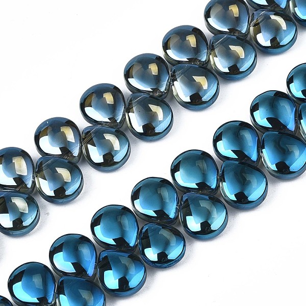 

PandaHall Electroplate Glass Beads Strand, Half Plated, Teardrop, Blue Plated, 10x12x5mm, Hole: 0.8mm, about 82~99pcs/strand, 16.93 inch~...