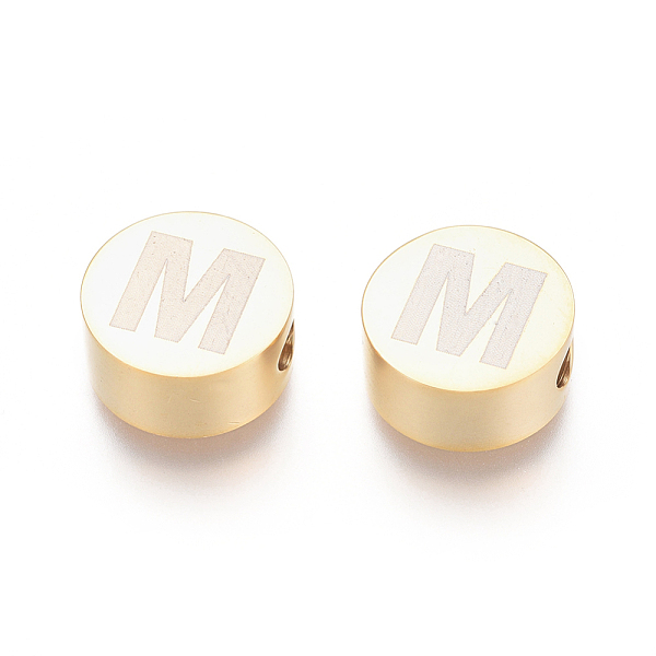 

PandaHall 304 Stainless Steel Beads, Flat Round with Letter, Letter.M, 10x4.5mm, Hole: 2mm 304 Stainless Steel Letter M