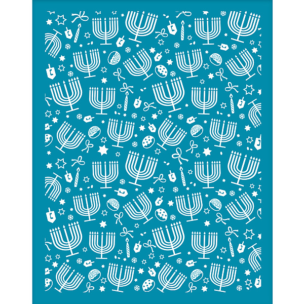 

PandaHall OLYCRAFT 4x5 Inch Hanukkah Theme Clay Stencils Menorah Silk Screen for Polymer Clay Star Snowflake Silk Screen Stencils Mesh..., Cyan