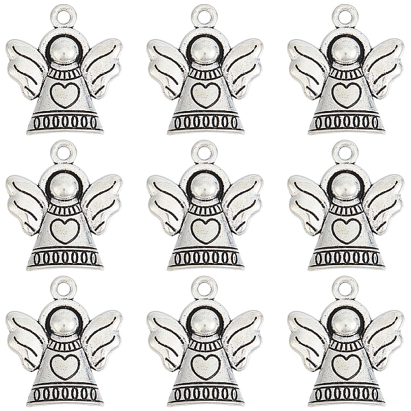

PandaHall SUNNYCLUE 120Pcs Tibetan Style Alloy Pendants, Angel, Antique Silver, 21x19x3mm, Hole: 2mm Alloy Angel & Fairy