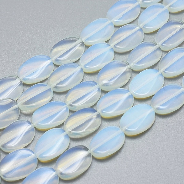 

PandaHall Opalite Beads Strands, Oval, 18x13x4.5mm, Hole: 1mm, about 22pcs/strand, 15.3 inch(39cm) Opalite Oval