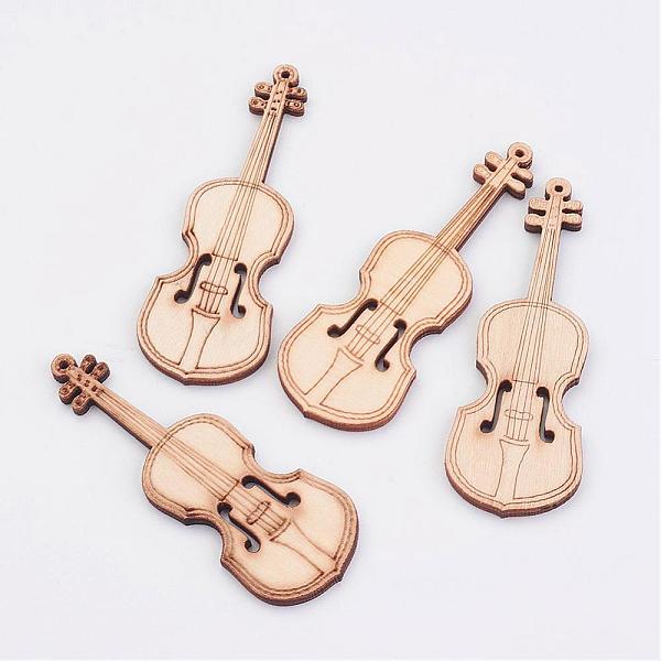 

PandaHall Undyed Wooden Pendant, Violin, Antique White, 73.5x27x4mm, Hole: 1mm Wood Musical Instruments Orange