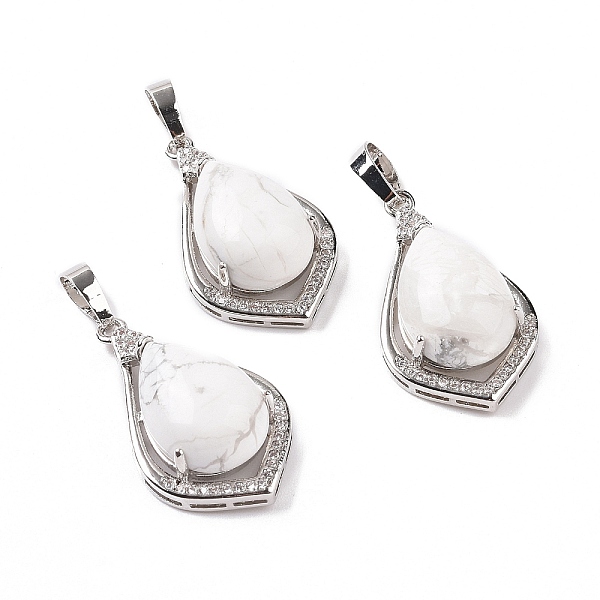 

PandaHall Natural Howlite Pendants, Teardrop Charms, with Platinum Tone Rack Plating Brass Findings, 32x19x10mm, Hole: 8x5mm Howlite...