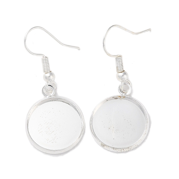

PandaHall Rack Plating Iron Earring Hooks, with Blank Round Trays, Flat Round, Silver, 37mm, Pin: 0.7mm Iron Flat Round
