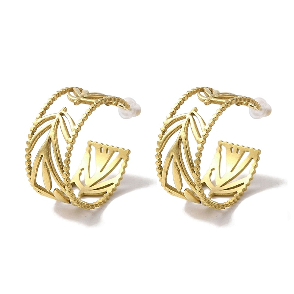 

PandaHall Vacuum Plating 201 Stainless Steel Studs Earring, with 304 Stainless Steel Pin, Leaf, Real 18K Gold Plated, 23x11mm 201 Stainless...