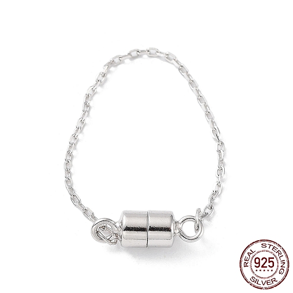 

PandaHall Rhodium Plated 925 Sterling Silver Magnetic Clasps with Safety Chain, Column, Platinum, 72mm, Clasp: 13x4mm Sterling Silver Column