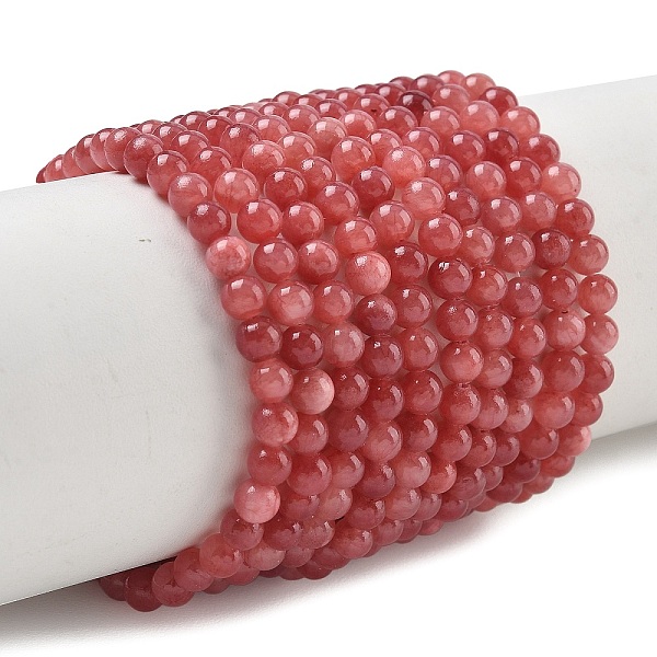 Chapelets de perles de pierres en jade jaune teinte
